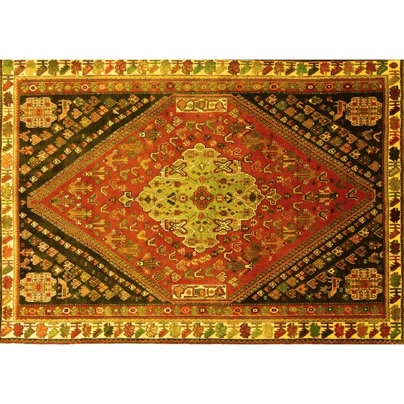 Ahgly Company Indoor Rectangle Persian Yellow Traditional Area Rugs, 5' x 7'