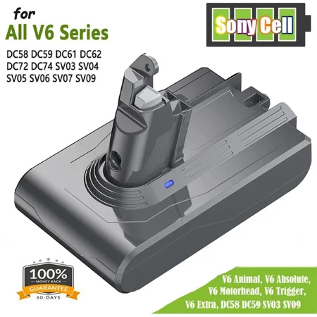 Battery for Dyson V6 6.4Ah Animal DC58 DC59 DC61 DC62 DC74 SV03 Absolute Fluffy