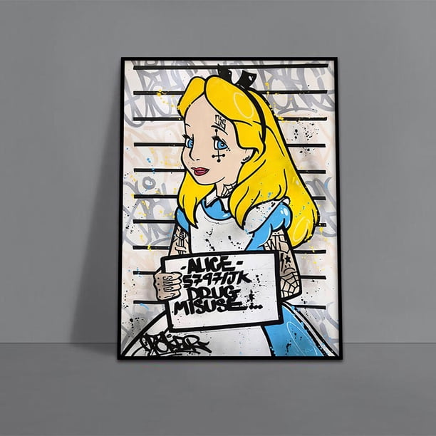 Disney Cartoon Character Graffiti Poster Mural Decoration Anime Figure Canvas Painting Tigger Mickey Mouse Donald Duck Wall Art50X75cm Unframed Gao Jinjia LED