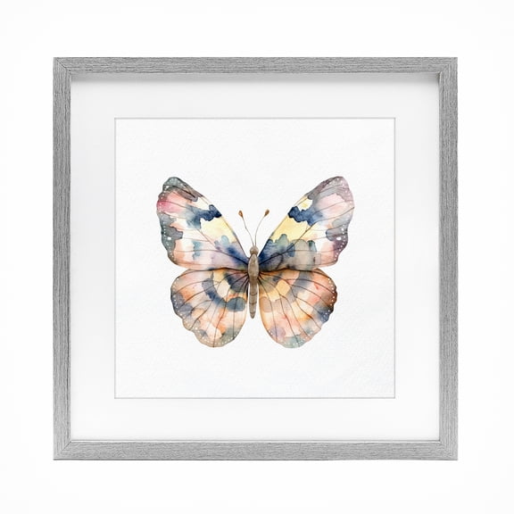 Stupell Industries Traditional Watercolor Butterfly Gray Framed Print Under Glass, design by Kim Allen