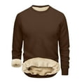 thumbnail image 2 of Solid Color Men's Winter Fleece-Lined Crewneck Sweatshirt | Oversized Warm Thick Solid Color For Casual & Daily Wear,Coffee,S, 2 of 7
