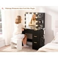 thumbnail image 4 of Papajet 36.2" Fluted Vanity Desk with Mirror and Adjustable LED Lights, 4 Drawers Makeup Table with Glass Top and Charging Station, Black, 4 of 8