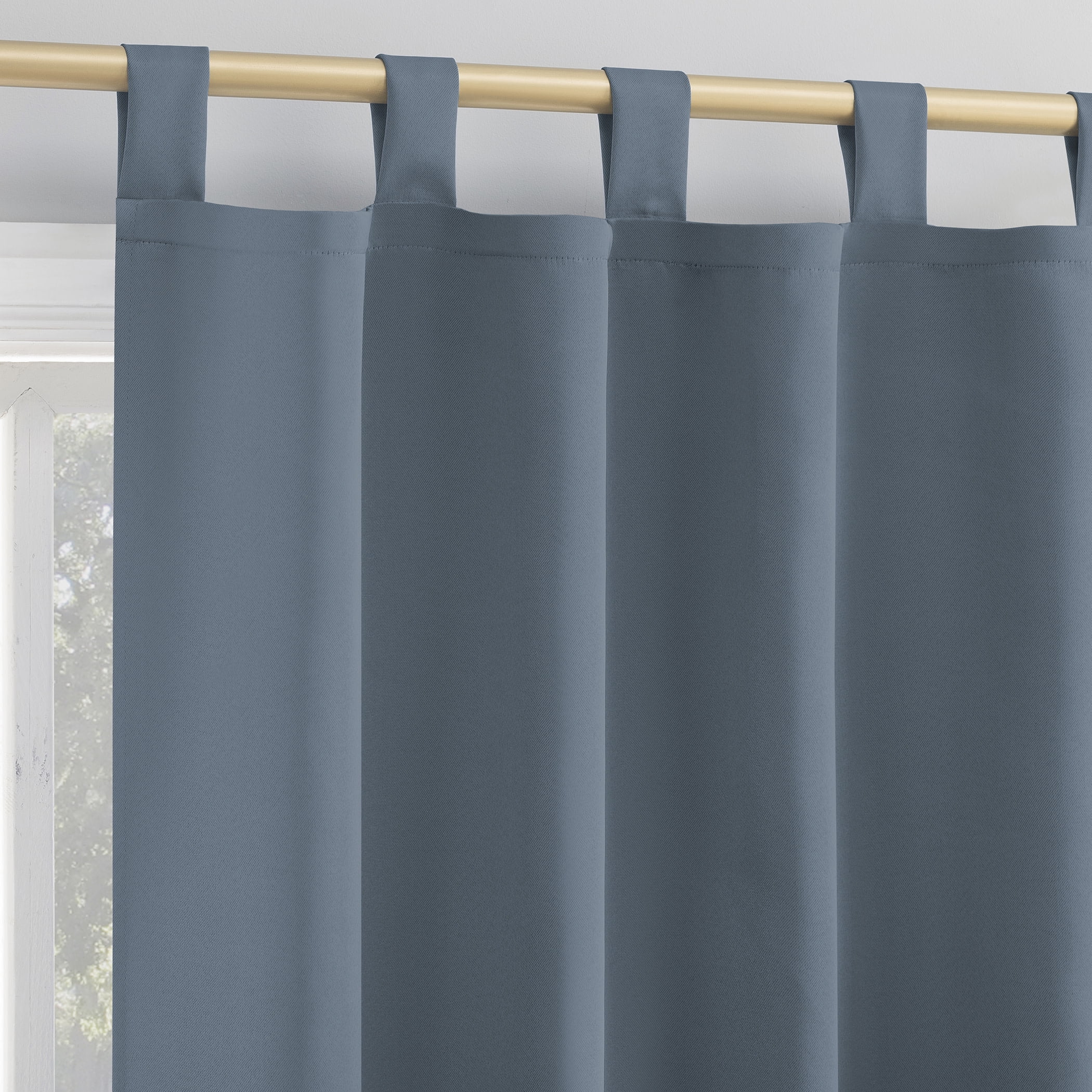 Sun Zero Brant 1-Piece Energy Saving Blackout Tab Top Curtain Panel, 40"x95", Denim Blue