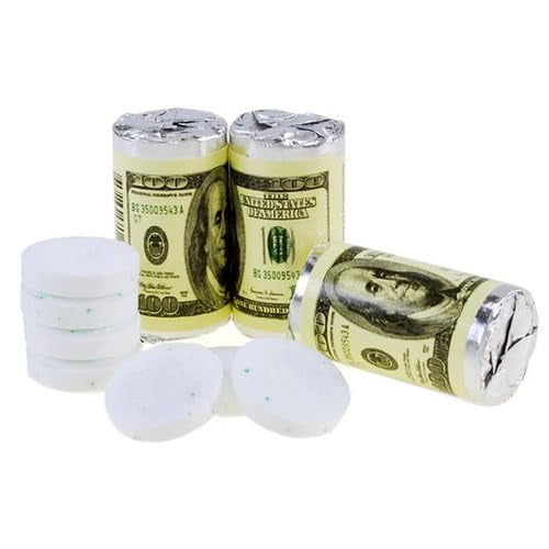 Naturejam Spearmint Candy Rolls 24 Count - U.S Dollars Wrapped Candy for Money Themed Party Decorations - Edible Money Fun Casino Candy - Money Candy Mints for Office and Party Favors