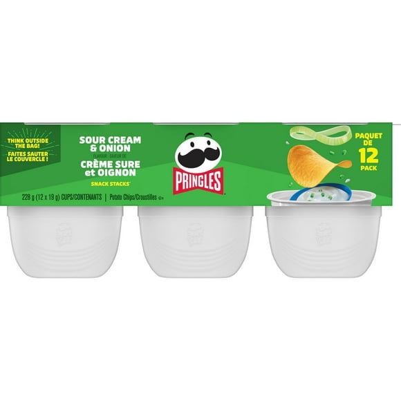 Pringles Snack Stacks Sour Cream & Onion Flavour Potato Chips, 12x19g, 12x19g