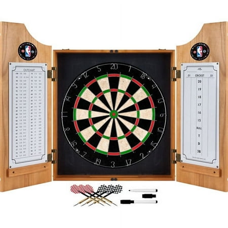 NBA Logo Dart Cabinet Set with Darts and Board - Black, Blue, Red