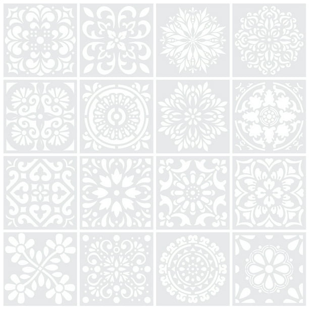 48 piezas de plantillas de arte de pintura plantillas de puntos Plantillas de plantillas de plantilla de dibujo kit de plantillas de scrapbook para niños flores blancas