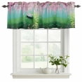 thumbnail image 2 of 2 Pack Valances for Windows, Pink Flowers Window Valances for Living Room/Bedroom/Bathroom, Green Lake Spring Plants Small Boat Light Filtering Kitchen Curtain Valance Window Treatment 42"W x18" L, 2 of 9