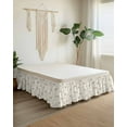 thumbnail image 2 of Beige Flowers Wrap Around Bed Skirts for California King Bed 18" Drop,Bed Skirt with Adjustable Elastic Belt Dust Ruffle Bed Valance for Bedroom Watercolor Farmhouse Botanical Floral Bed Frame Cover, 2 of 7