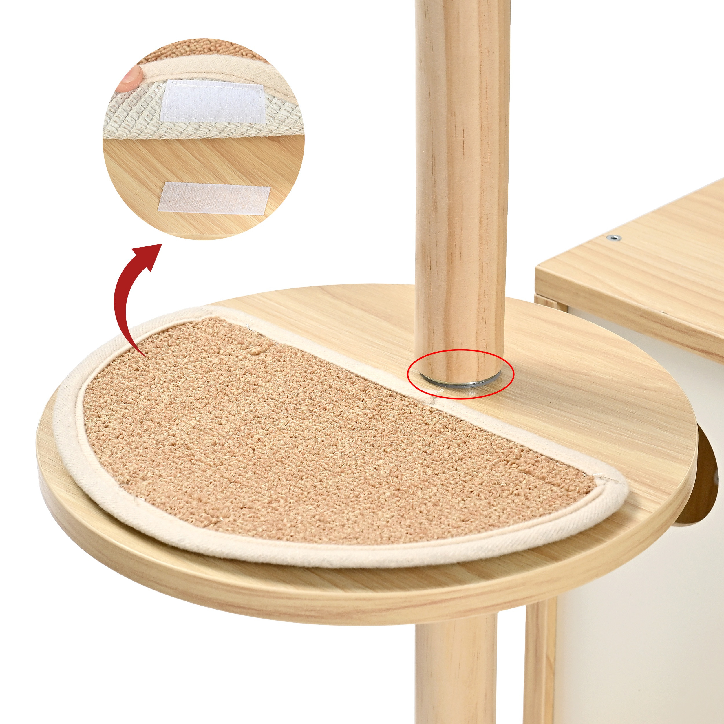 Vibrant Life 7-Level 69" Natural Wood Cat Tree with Condo, Ladder, and Acrylic Hammock, Beige