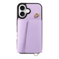 thumbnail image 2 of Allytechgroup Wallet Phone Case for iPhone 16 Plus, Built-in Shoulder Strap Lanyard Stand RFID Blocking Shockproof Protective Back Cover for iPhone 16 Plus, Purple, 2 of 7