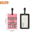 thumbnail image 2 of Uxcell Luggage Tag (Excuse Me, Not Your Bag), Funny Travel Baggage Bag Tag Suitcase Identifier Label for Women Men Hot Pink, 2 of 6