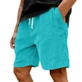 thumbnail image 5 of Domuza Shorts for Men Casual Comfy Stretch Waist Drawstring Corduroy Shorts Trendy Breathable Lightweight Beach Shorts with Pockets Sky Blue XXL, 5 of 5
