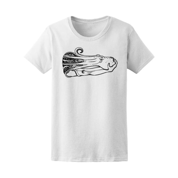 Girl With Octopus On Face T-Shirt Women -Image by Shutterstock, Female Large