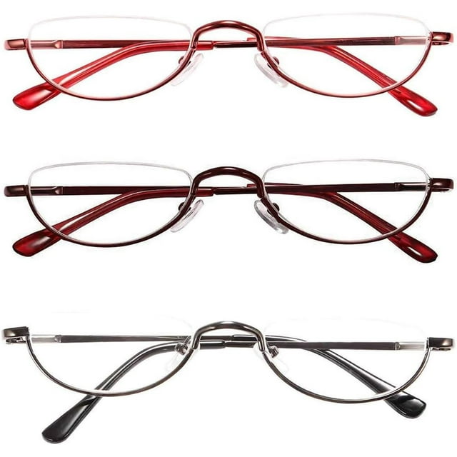 GFDYREE Demi-Lunettes de Lecture Demi-Monture en Métal Verres à Charnière à Ressort pour Hommes et Femmes