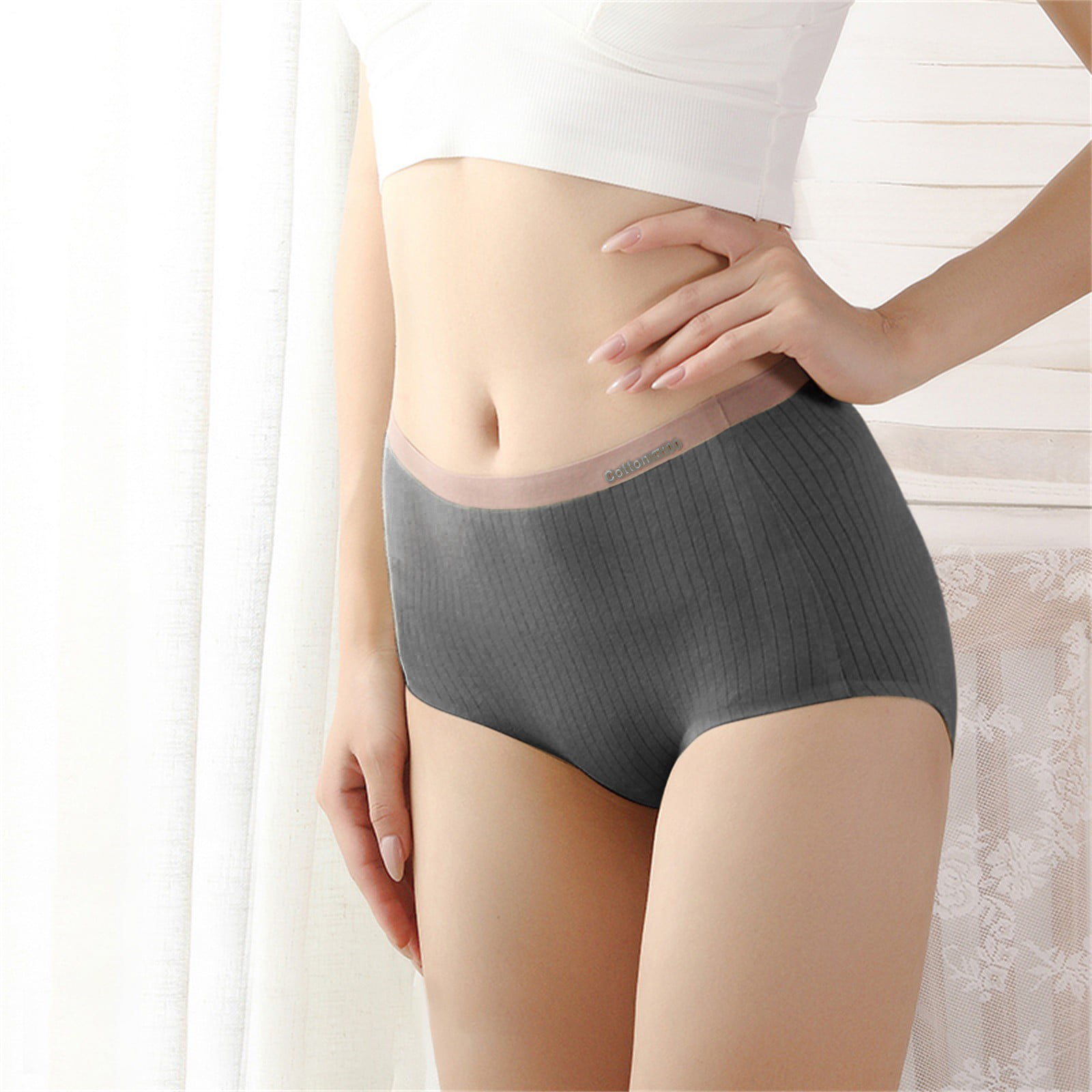 Womens Cotton Briefs Underwear without Elastic Leg Openings