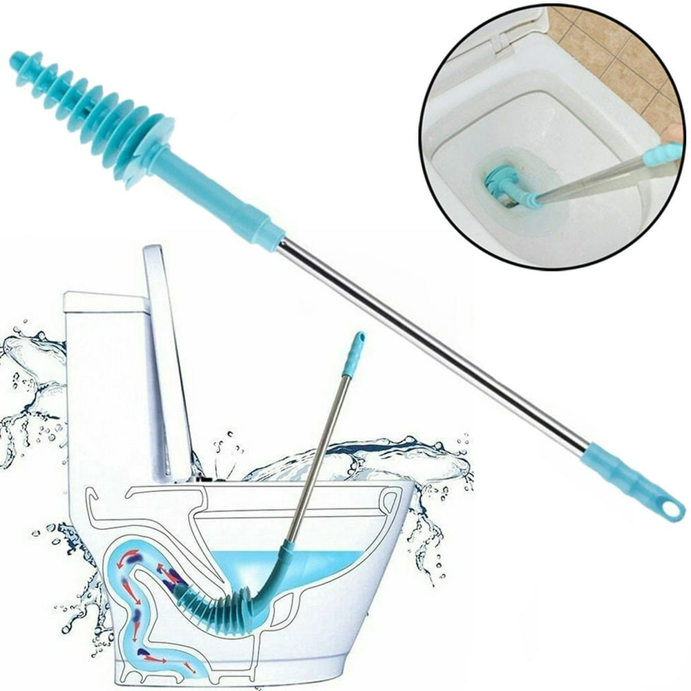 Outtop Flexible Toilet Brush Long Handle Plunger Bathroom Clogging Cleaner Tool Durable