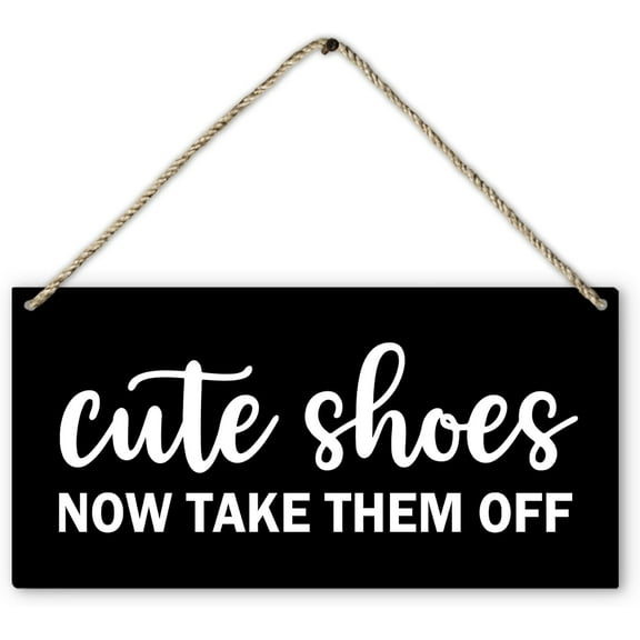 6x12 Inch Cute Shoes Now Take Them Off Welcome Printed Wood Plaque Sign Wall Hanging,Rustic Hanging Wall Signs For Home Front Door Porch Decor, Please Take Your Shoes Off Signes Home Decor Accents