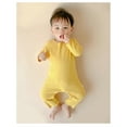 thumbnail image 5 of AJTQTH Romper for Baby Summer Thin Cotton Casual Outfits Striped Cute Crewneck Long Sleeve Playsuit Base Layer Clothes for Infant Underwear Yellow 12 Months, 5 of 5