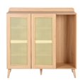 thumbnail image 2 of Homylin Coastal Style 43.3'' H 2 - Door Rattan Accent Cabinet Oak, 2 of 9