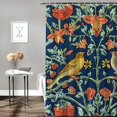 thumbnail image 2 of Fenyluxe Birds Flowers Silk Screen Shower Curtain with Hooks, Chic Modern Bathroom Decor, 100% Polyester, Various Sizes 60"x72, 2 of 7
