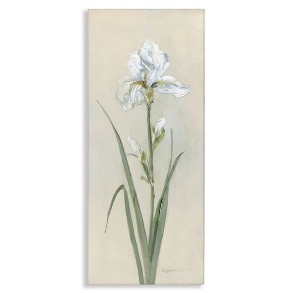 Stupell Industries Transitional White Iris on Beige Canvas Art, 10 x 24, by Sally Swatland