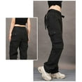 thumbnail image 5 of JJHGVB Cargo Pants Women High Waisted Pants Women's Outdoor Quick Drying With Multiple Pockets And Detachable Style Elastic Windbreaker Pants Wide Leg Pants Woman Baggy Pants Black L, 5 of 9