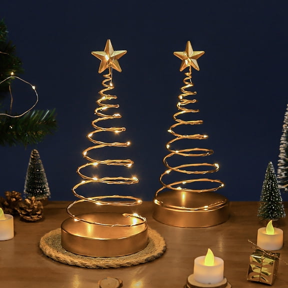PEONAVET Lighted Christmas Table Decorations with Star and LED Lights Battery Operated, Indoor Xmas Thanksgiving Holiday Wedding Party Tabletop Desk Ornament
