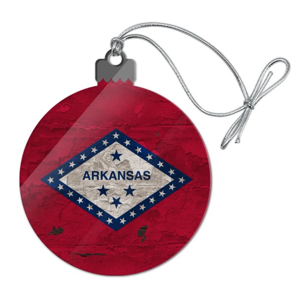 Rustic Arkansas State Flag Distressed USA Acrylic Christmas Tree