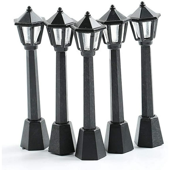 5pcs Mini Street Light Model Lamp Post Lights Outdoor Pathway Lantern Post Christmas Doll