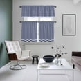 thumbnail image 4 of Farmhouse Navy Blue White Striped Kitchen Curtains Sets for Windows 36 Inch Length, Modern Stripes Rod Pocket Window Treatments Tier Curtains and Valances Set for Bedroom/Bathroom, 4 of 8