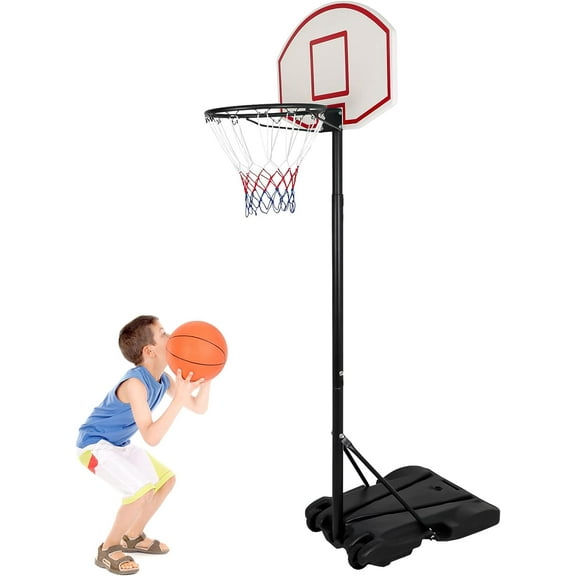 YANG2 Portable Basketball Hoop Outdoor, Basketball Goal Adjustable 5.4-7Ft, Basket Ball Hoop for Kids, Youth, Driveway Backyard Hoop with PC Backboard