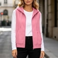 thumbnail image 4 of Wuztai Women's Zip Hooded Vest Sleeveless Casual Loose Solid Soft Lightweight Cardigan Jacket XXL, 4 of 7