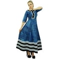 thumbnail image 6 of Phagun Women Blue Anarkali Printed Kurti Ladies Cotton Indian Casual Clothing-12, 6 of 7