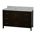 thumbnail image 3 of California 60" Single Bathroom Vanity with Chocolate Cabinet and Carrara Marble Top, 3 of 6