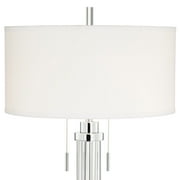 Possini Euro Design Cadence Modern Table Lamp 30 Tall Glass Column White Shade for Bedroom Living Room Bedside Nightstand Office Family House Home