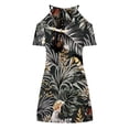 thumbnail image 5 of Vestido corto de punto con cuello en V y manga corta floral para vacaciones de verano para mujer Pompotops  ghjkhdj15271, 5 of 5