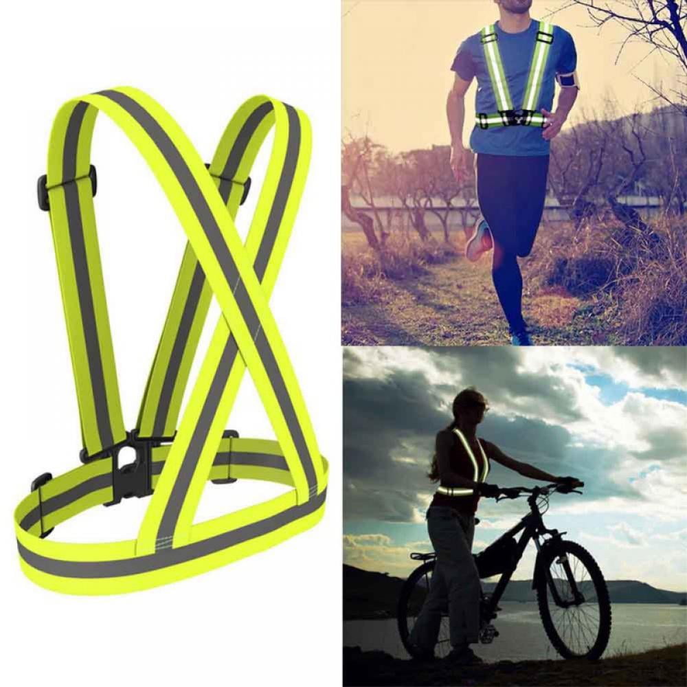 6 in 1 Reflective Running Gear Set Adjustable High Visibility Reflective Vest with 4 Reflective Armbands 1 Storage Bag Suitable for Men Women Children Adults Biking Running Walking Dog Activities