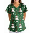 thumbnail image 5 of Garbnen Christmas Top Scrubs for Women V Neck Short Sleeve Womens Tops Trendy Xmas Printed Nurse Working Uniforms with Pockets S-5XL, 5 of 6