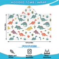 thumbnail image 2 of White Dinosaurs Cacti Plants Pattern Hooded Bath Towel，50"x30" for Ages 3 To 12 Kids, Quick Dry Lightweight Soft Microfiber Hood Beach Towel Cover Up for Kids, 2 of 7
