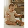 thumbnail image 5 of BemeyourBBs Toddler Baby Girl Summer Clothes Infant Baby Girl Cotton Smocked Outfit Solid Floral Flying Sleeve Ruffle Tank Tops and Shorts Set Little Girls 2 Piece Summer Outfit, 5 of 9