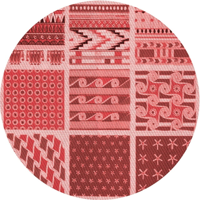 Ahgly Company Machine Washable Indoor Round Transitional Light Coral Pink Area Rugs, 3' Round