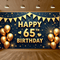 thumbnail image 3 of Golden Theme Banner Decorative Design 65th Birthday Party Backdrop for Adult Celebration Indoor Event, 3 of 9