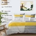 thumbnail image 3 of Gray Yellow Abstract 4 Piece Duvet Cover Set California King Size Retro Geometric Soft Bedding Set Comforter Cover, 1 Duvet Cover 1 Flat Sheets and 2 Pillowcases, 3 of 9