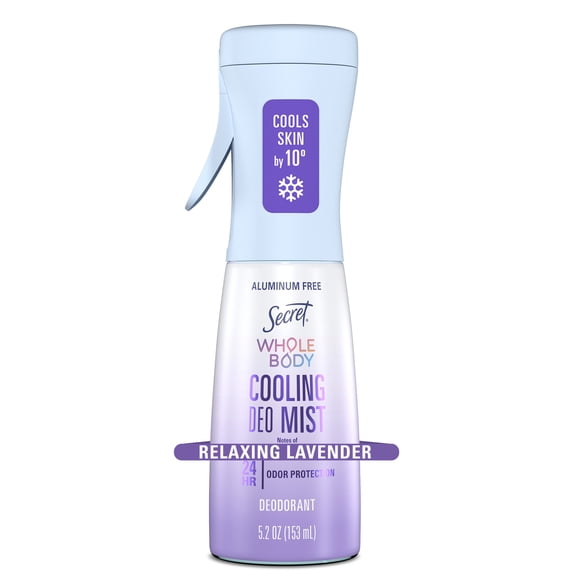 Secret Whole Body Cooling Deodorant Mist, Relaxing Lavender, Aluminum Free, 5.2oz