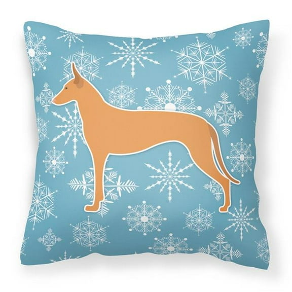 Caroline's Treasures BB3488PW1414 Winter Snowflake Pharaoh Hound Fabric Decorative Pillow , 14Hx14W, multicolor