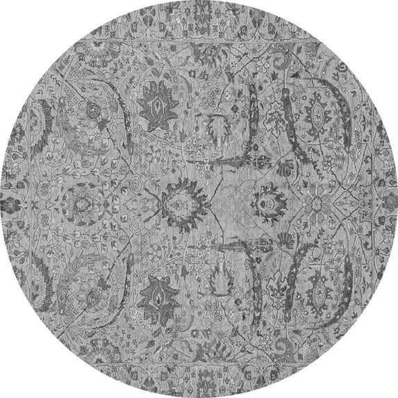 Ahgly Company Indoor Round Abstract Gray Modern Area Rugs, 8' Round