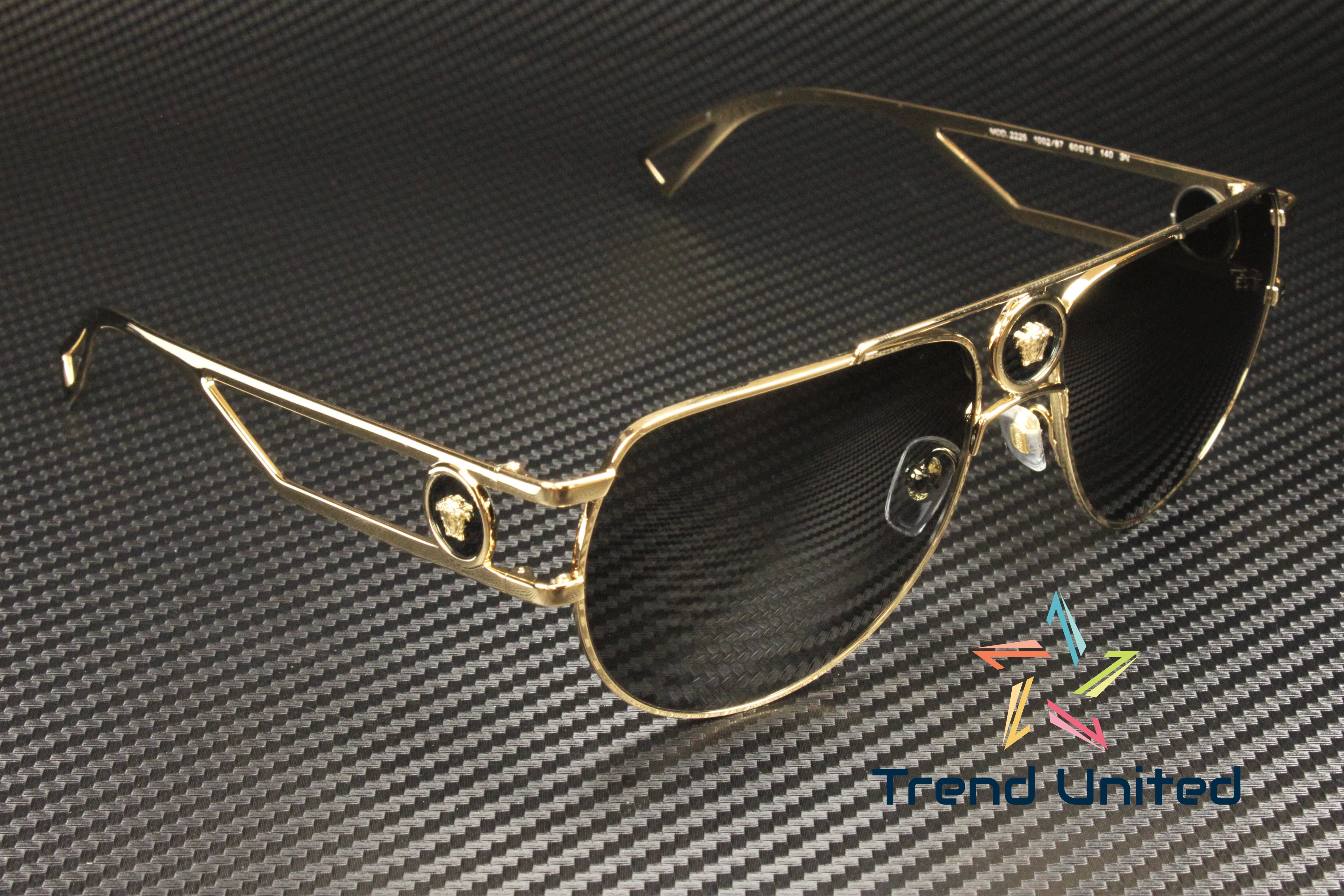 Versace VE 2225 Metal Unisex Aviator Sunglasses Gold 60mm Adult