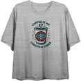 thumbnail image 4 of Coffee Is My Christmas Cheer Women's Heather Gray Crew Neck Short Sleeve Crop Tee-Medium, 4 of 6