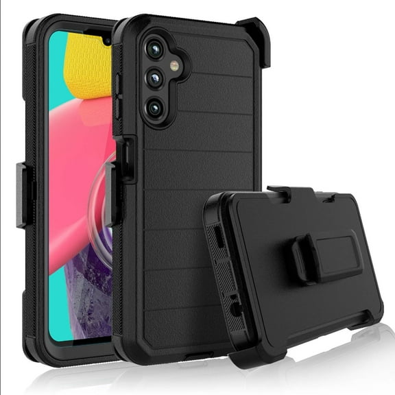 TYPPKMM Samsung Galaxy A14 5G Case with Belt-Clip Holster ,Njjex Heavy Duty Protective Drop Protection Shockproof Cover with screen protector - Black
